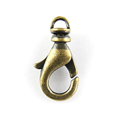 Clasp, Beazu Swivel Lobster Clasp (length 15mm width 9mm) - Antique Bronze Plated Metal Base