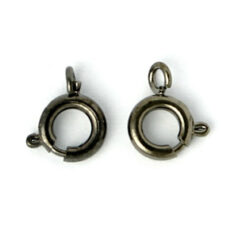 Clasp, 6mm Beazu Spring Ring Clasp - Gunmetal Plated Metal Base