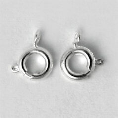 Clasp, 6mm Beazu Spring Ring Clasp - Silver Plated Metal Base