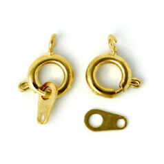Clasp, 7mm Beazu Spring Ring Clasp with Link 6x3.5mm with 2 hole - Gold Plated Metal Base