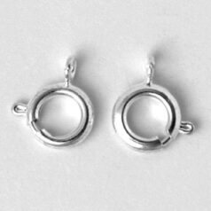 Clasp, 9mm Beazu Spring Ring Clasp - Silver Plated Metal Base