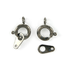 Clasp, 9mm Beazu Spring Ring Clasp with Link 9x6mm with 2 holes - Gunmetal Plated Metal Base