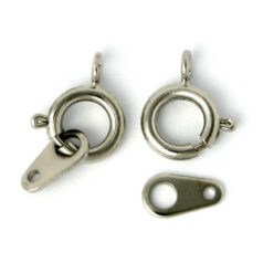 Clasp, 9mm Beazu Spring Ring Clasp with Link 9x6mm with 2 holes - Nickel Plated Metal Base
