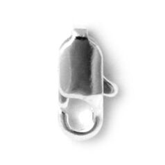 Clasp, 12x4mm Beazu Lobster Clasp -.999 Fine Silver Plated Metal Base