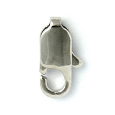 Clasp, 12x4mm Beazu Lobster Clasp -Rhodium Plated Metal Base
