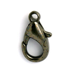 Clasp, Beazu Lobster Claw Clasp (length 15mm width 8mm) with Loop - Gunmetal Plated Metal Base