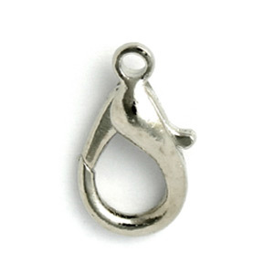 Clasp, Beazu Lobster Claw Clasp (length 19mm width 10mm) with Loop - Nickel Plated Metal Base