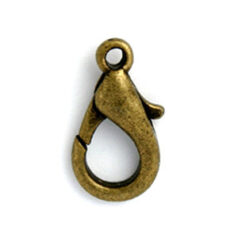 Clasp, Beazu Lobster Claw Clasp (length 18mm width 10mm) with Loop - Antique Bronze Plated Metal Base