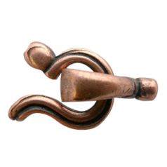 Clasp, 15x7mm Hook and Eye Clasp (crimp style) - Antique Copper