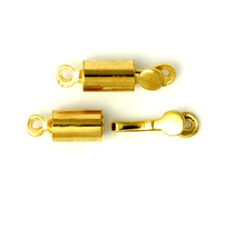 Clasp, 15x4mm Cylindrical Clasp with Press Clip Catch - Gold Plated Brass