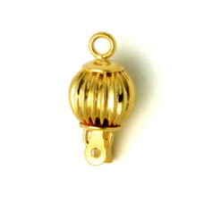 Clasp, 10mm Round Corrugated Clasp with Press Catch - 24K Gold Plated Brass