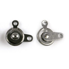 Clasp, 7.5mm Round Press Button Style Clasp (14mm length) with Swivel - Gunmetal Plated Metal Base