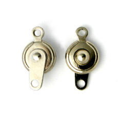 Clasp, 7.5mm Round Press Button Style Clasp (14mm length) with Swivel - Nickel Plated Metal Base