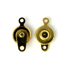 Clasp, 9mm Round Press Button Style  Clasp (16mm length) with Swivel - Gold Plated Metal Base
