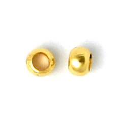 Crimp, 2mm Round Crimp with 1.5mm inside diameter - 24K Gold Plated Brass