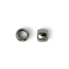 Crimp, 2mm Round Crimp with 1.3mm inside diameter - Gunmetal Plated Brass
