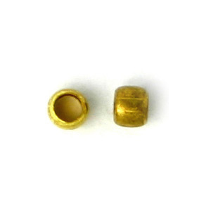 Crimp, 2mm Round Crimp with 1.3mm inside diameter - 24K Gold Plated Brass