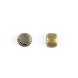 Crimp, 2mm Round Crimp with 1.3mm inside diameter - Antique Bronze Plated Brass