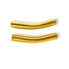 Bead Tube, Bead Tube Curved 26x4mm with 3mm inside diameter - Gold Plated Brass
