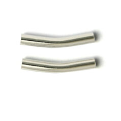 Bead Tube, Bead Tube Curved 26x4mm with 3mm inside diameter - Silver Plated Brass