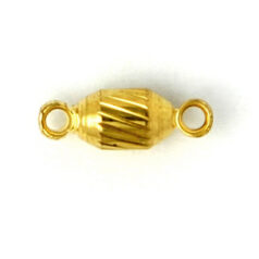 Link, 9.7x3.4mm Oval Pattern Link with 2 Loops on each end with a twist pattern - Gold Plated Brass