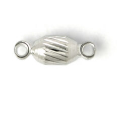 Link, 9.7x3.4mm Oval Pattern Link with 2 Loops on each end with a twist pattern - Silver Plated Brass