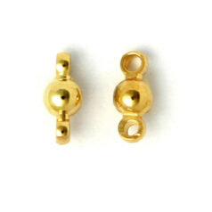 Link, 7x3mm Round Link with 2 Loops on each side. The ball is plain round and smooth - Gold Plated Brass