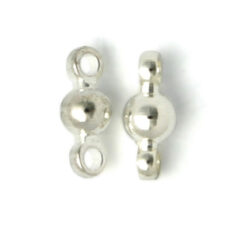 Link, 7x3mm Round Link with 2 Loops on each side. The ball is plain round and smooth - Silver Plated Brass