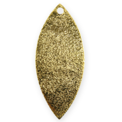 Drop, 26x11mm Drop Flat Pinted Oval, holesize:1.2mm, with Matte Shiny Finish - Gold