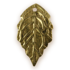 Drop, 10x18mm Drop Metal Plated Leaf Pattern, holesize: 1mm - Antique Bronze