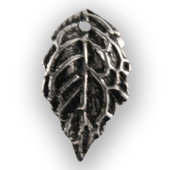 Drop, 10x18mm Drop Metal Plated Leaf Pattern, holesize: 1mm - Antique Silver