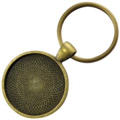 Bezel Setting Key Ring, 25mm, 28x36x2.8mm Round Pendant - Antique Bronze Plated