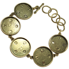 Bracelet, 5 Round Links with Adjustable Toggle - Antique Bronze Plated