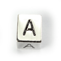 Beads, Alphabet Beads in Metal 5.5x7.5mm (width x side), holesize: 3mm - Letter A