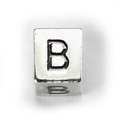Beads, Alphabet Beads in Metal 5.5x7.5mm (width x side), holesize: 3mm - Letter B