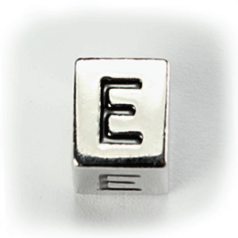 Beads, Alphabet Beads in Metal 5.5x7.5mm (width x side), holesize: 3mm - Letter E