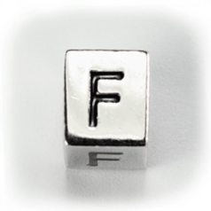 Beads, Alphabet Beads in Metal 5.5x7.5mm (width x side), holesize: 3mm - Letter F
