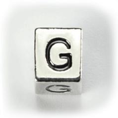 Beads, Alphabet Beads in Metal 5.5x7.5mm (width x side), holesize: 3mm - Letter G