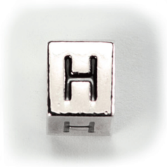 Beads, Alphabet Beads in Metal 5.5x7.5mm (width x side), holesize: 3mm - Letter H