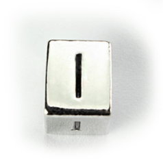 Beads, Alphabet Beads in Metal 5.5x7.5mm (width x side), holesize: 3mm - Letter I