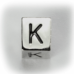 Beads, Alphabet Beads in Metal 5.5x7.5mm (width x side), holesize: 3mm - Letter K