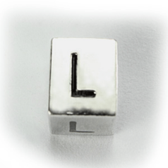Beads, Alphabet Beads in Metal 5.5x7.5mm (width x side), holesize: 3mm - Letter L