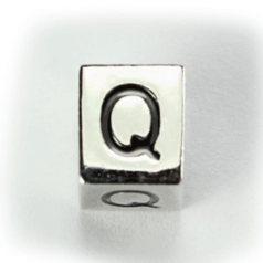 Beads, Alphabet Beads in Metal 5.5x7.5mm (width x side), holesize: 3mm - Letter Q