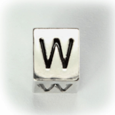 Beads, Alphabet Beads in Metal 5.5x7.5mm (width x side), holesize: 3mm - Letter W