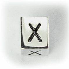 Beads, Alphabet Beads in Metal 5.5x7.5mm (width x side), holesize: 3mm - Letter X