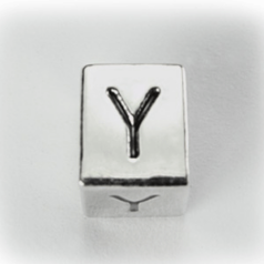 Beads, Alphabet Beads in Metal 5.5x7.5mm (width x side), holesize: 3mm - Letter Y