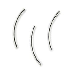 Bead, lead free .999 Fine Silver plated brass, 15.5x1.2mm curved tube, sold per pack of 50 -  HOLE SIZE: 0.60mm