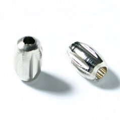 Bead, 8mm length 5mm width Corrugated Oval Tube bead, holesize: 2mm - Nickel Plated Brass