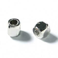 Bead, 4mm length 3.5mm width Square bead with Flat Circle Cut sides, holesize: 1.5mm - Nickel Plated Brass