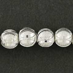 Bead, 6mm Round Satin Silver Bead with 4 Circular Rings to add Sparkle, holesize: 1.2mm - Silver Plated Brass